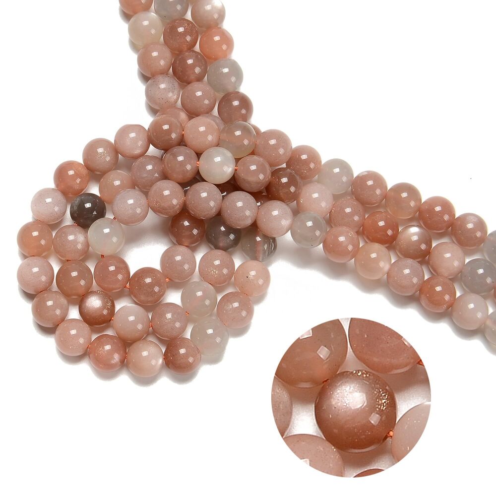 4079 94Pcs 2Pcs/Set 8mm Multi-Color Peach Moonstone Smooth Round Beads